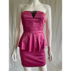 Women's Dress Mini Pink Strapless Slim Fit 100% Polyester Full Zip  Size S